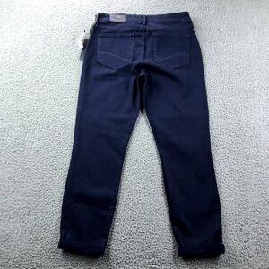 NYDJ Size 4 RACHEL Rolled‎ Cuff Ankle Solid Blue Jeans
